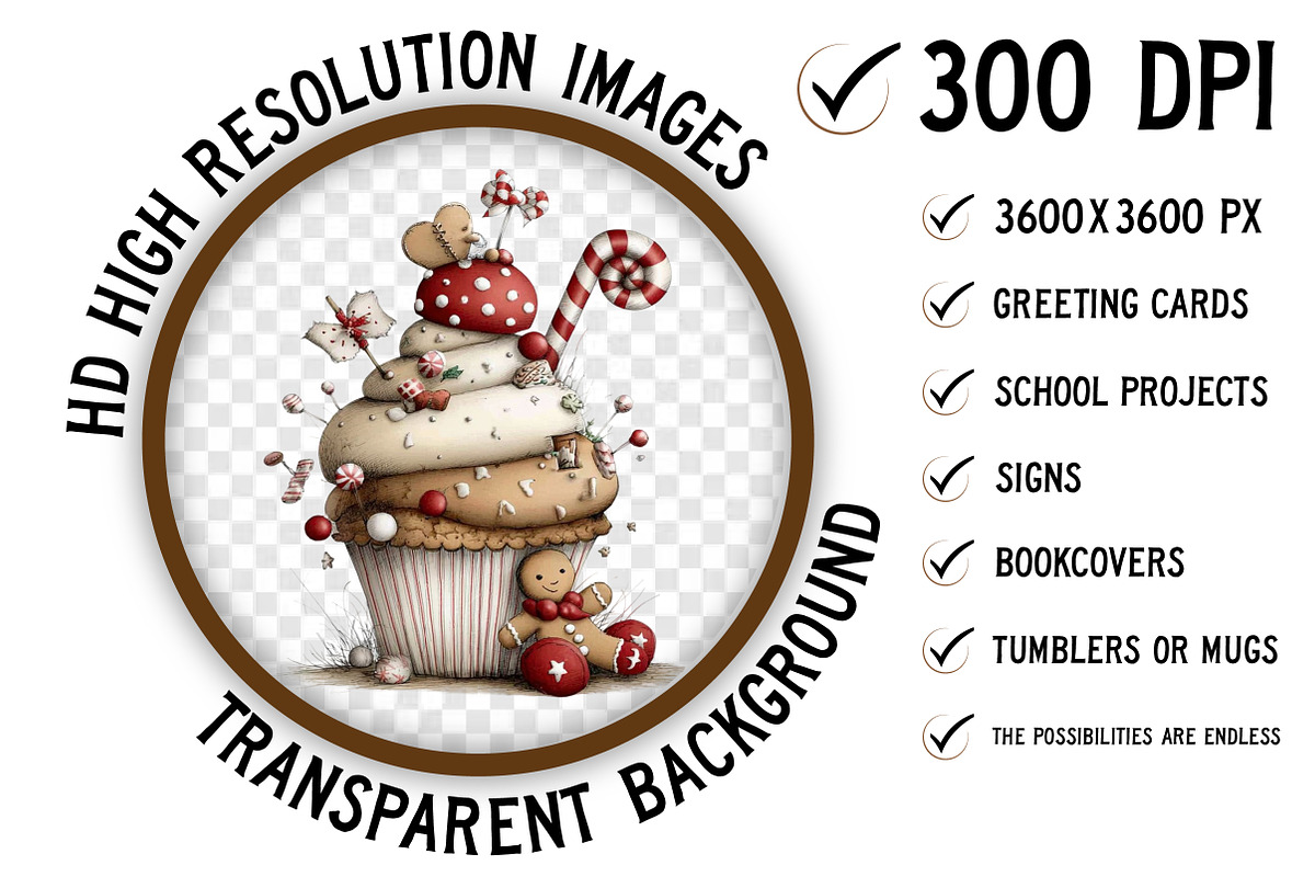 Sweet Watercolor Gingerbread Png, an Illustration by Craft Nest (Photo 2 of 6)