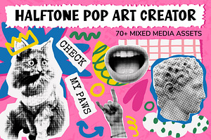 Halftone Mixed Media Collage Kit, an Object Graphic by Le.nart
