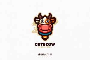 Cute Cow Mascot Logo Design