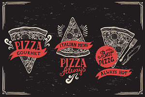 Pizza logo, food illustration