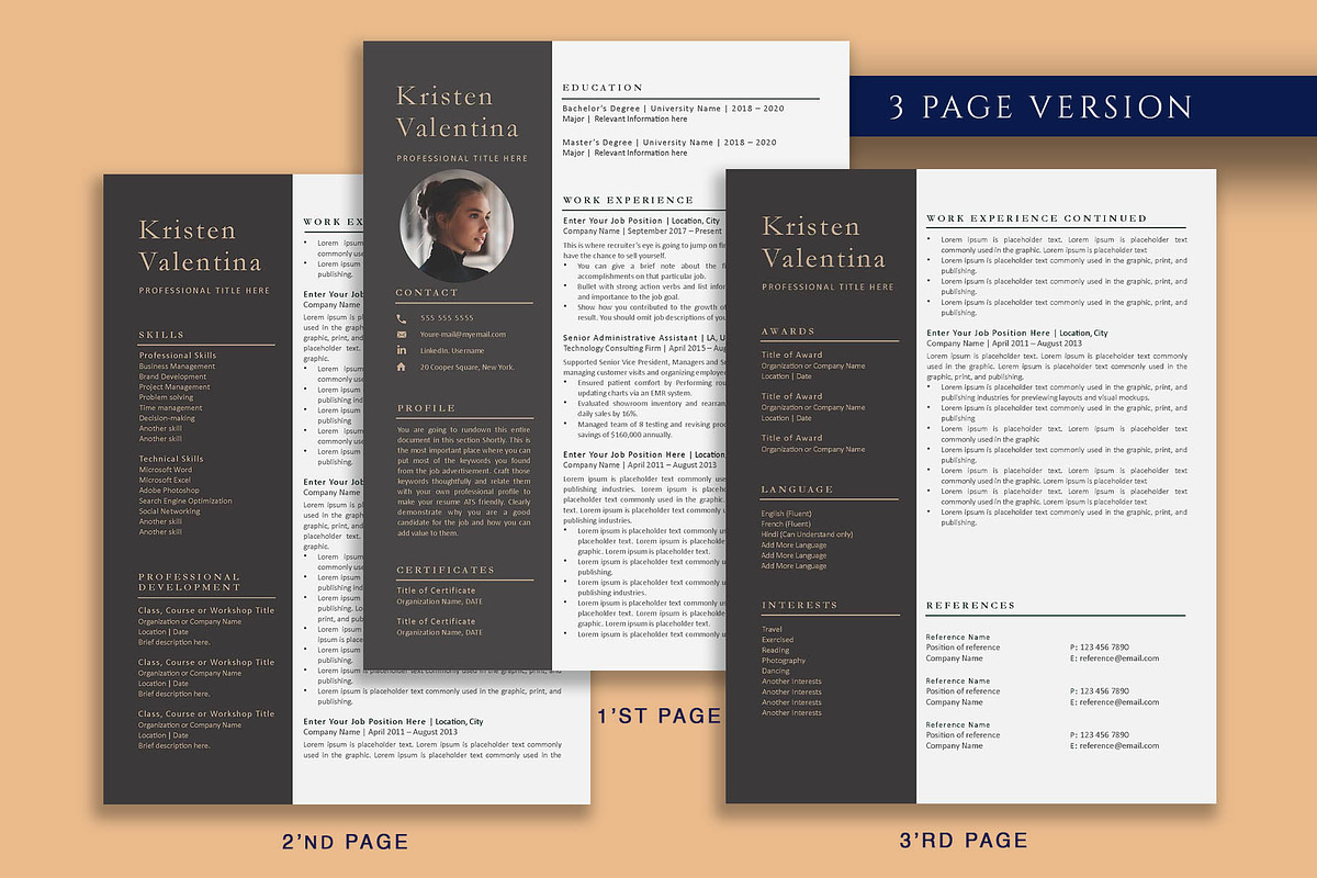 Modern Professional Resume Template, a Resume Template by VictoriousVita (Photo 4 of 8)