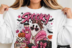 Pink Spooky Ghost Glitter Halloween, an Object Illustration by DreamCafeArt