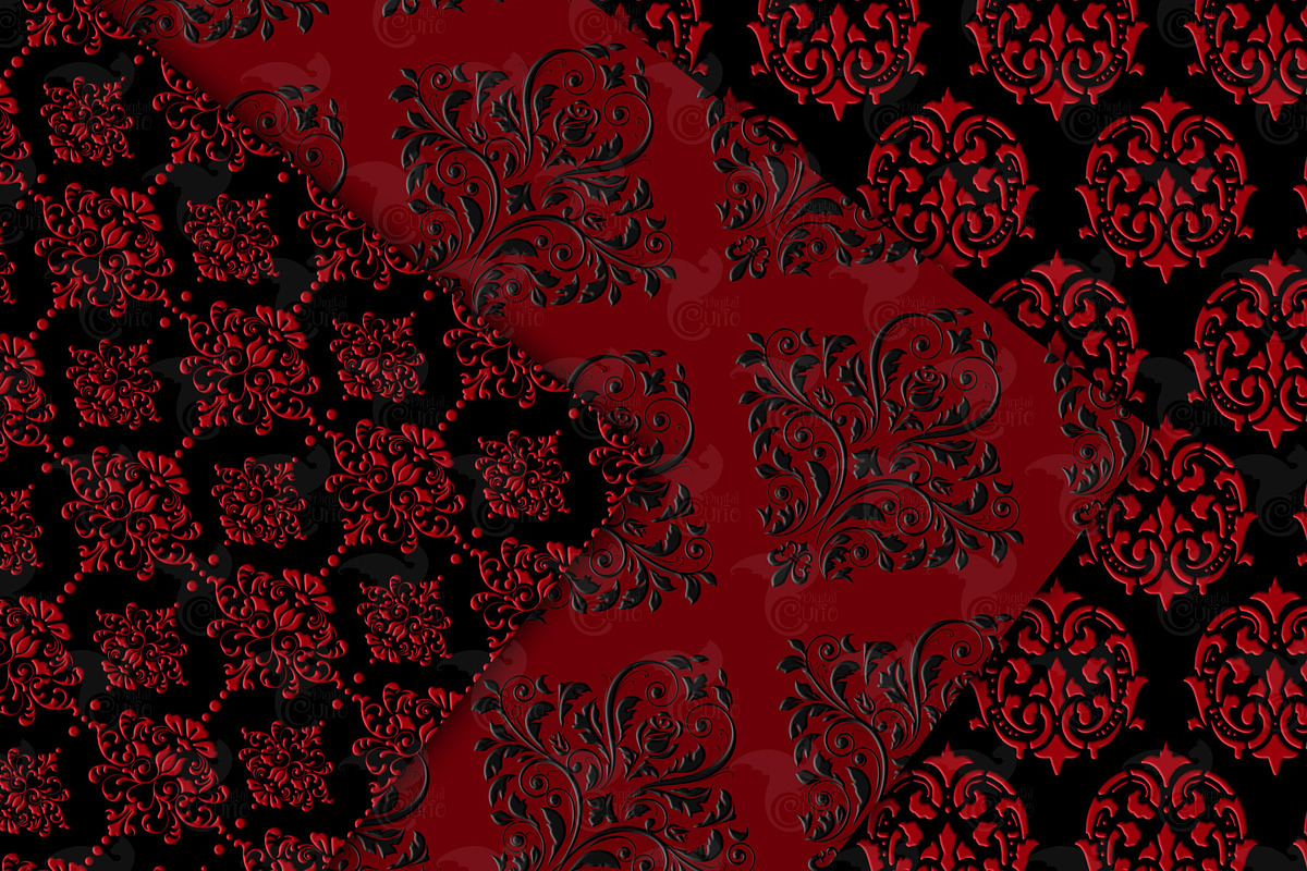 Red and Black Damask Digital Paper, a Texture Graphic by Digital Curio (Photo 6 of 7)