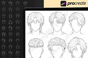 180 Male Hair Procreate Stamps, a Brush Add-On by DrawingStoryShop (Thumbnail 4 of 6)