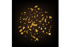 Golden confetti. Explosion of gold