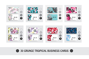 30 Grunge Tropical Business Cards