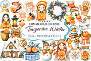 Cozy Tangerine Winter Clipart, an Illustration by designcity5 (Thumbnail 1 of 5)