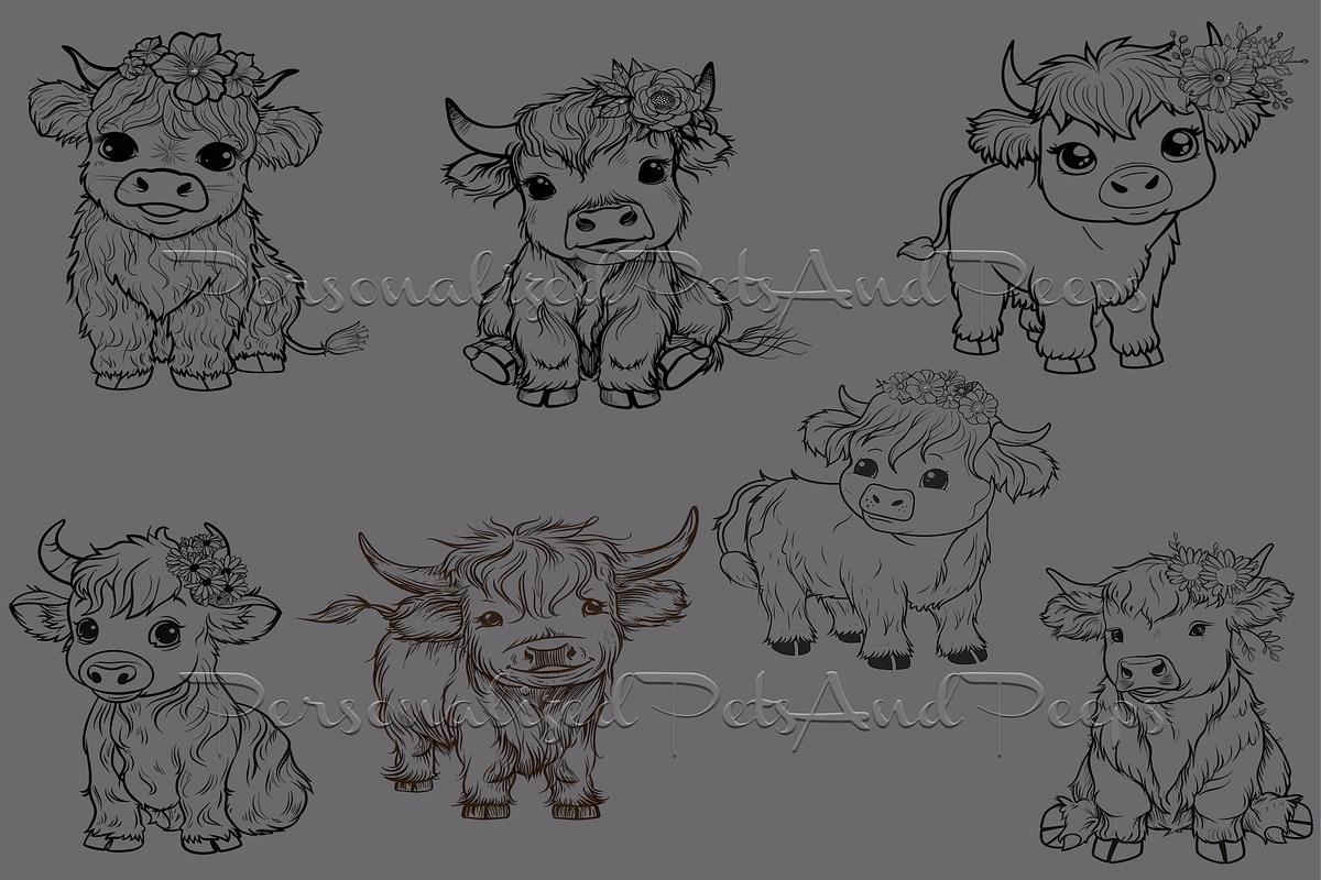 15 Cute Highland Cow Clipart, an Animal Illustration by Art Paradise Studios (Photo 5 of 7)