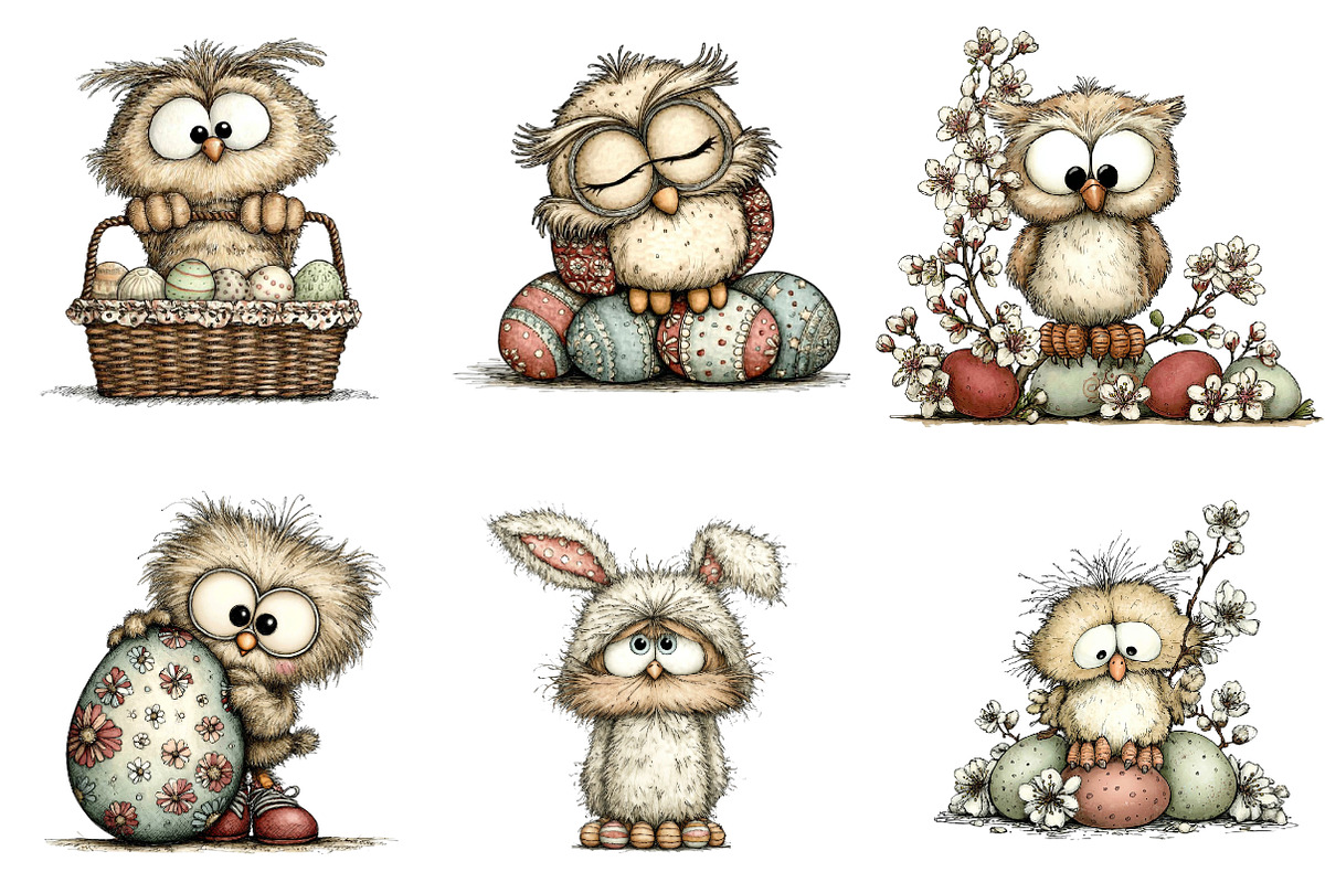 Whimsical easter owl clipart, an Illustration by CreationArt (Photo 7 of 7)