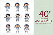 Charming astronaut EPS Bundle, a Technology Illustration by Sofia's Fashion (Thumbnail 1 of 3)