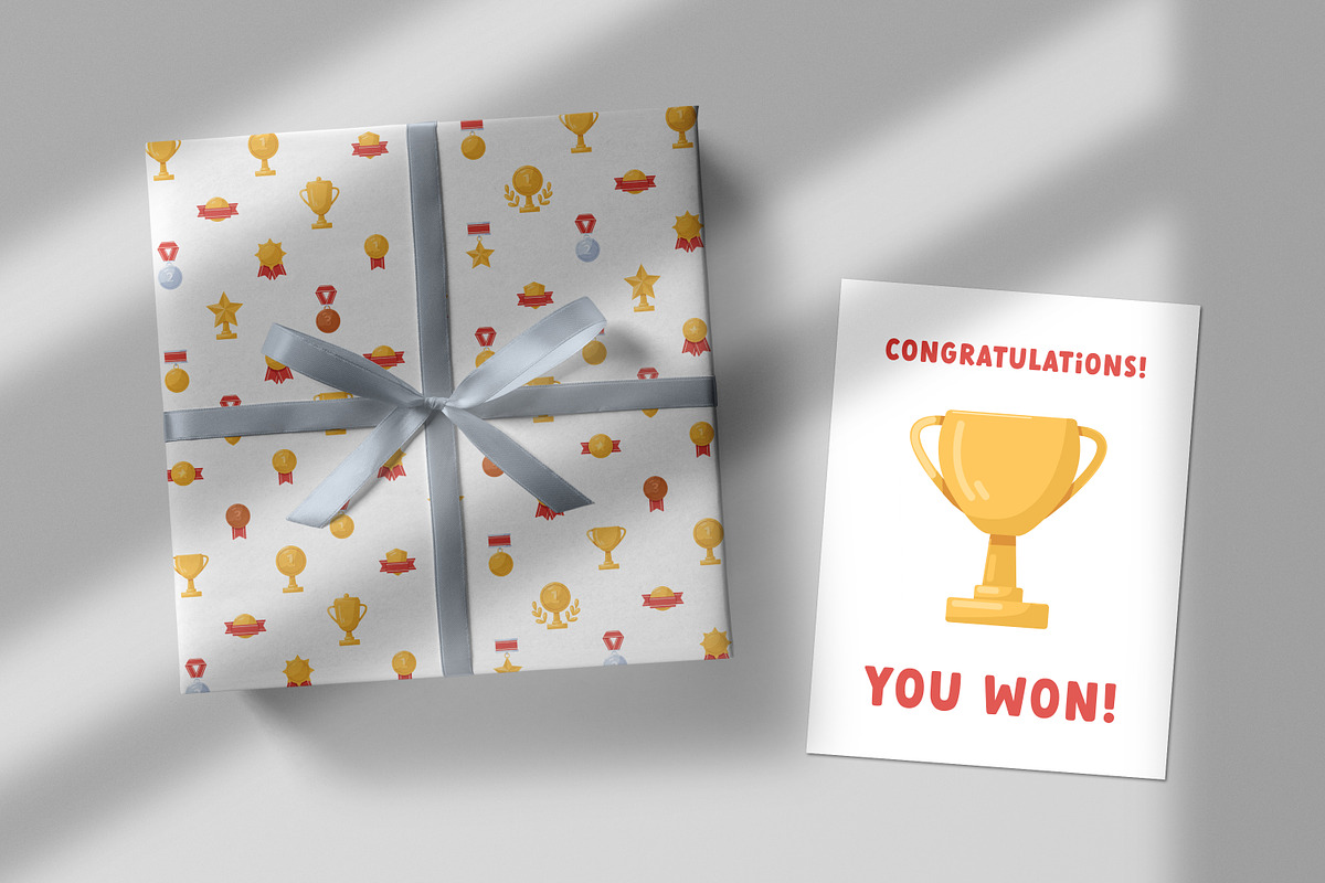 Cups and medals seamless patterns, a Pattern Graphic by Good Studio (Photo 5 of 6)