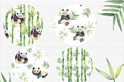 Set of watercolor pandas and bamboo, an Animal Illustration by Watercolor arts (Thumbnail 3 of 3)