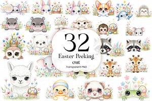 Easter Bunny Peeking Out PNG Clipart, an Animal Illustration by KennedyStudio