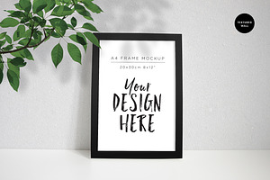 A4 Portrait Black Frame Mockup