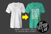 Women's V-Neck Mockup Templates, a Shirt Mockup by TheVectorLab (Thumbnail 1 of 3)