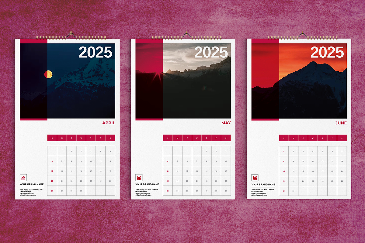 Moon and Mountain Wall Calendar 2025, a Stationery Template by Boris Cupac (Photo 3 of 5)
