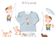 Fishing Watercolor Clipart, an Illustration by natalisart (Thumbnail 2 of 10)