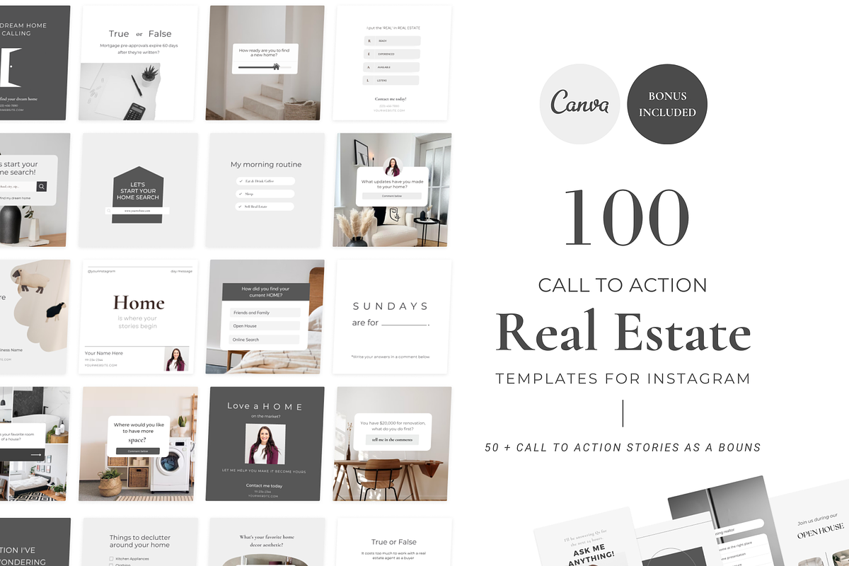 100 Call-To-Action Real Estate Pack, a Social Media Template by Estatik Designs (Photo 1 of 11)