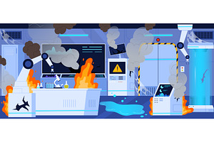 Accident in chemical laboratory, an Illustration by Flashvector