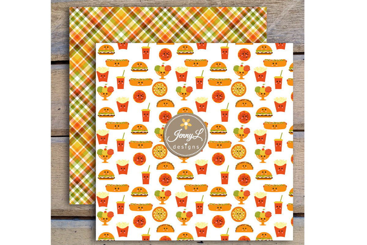 Kawaii Burgers Digital Papers, a Pattern Graphic by JennyL Designs (Photo 3 of 6)
