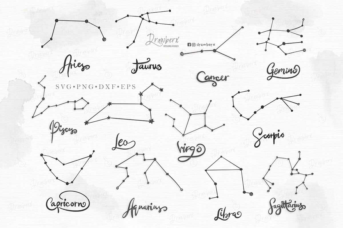 Zodiac Stars Constellation Svg 073, a Graphic by Drawberx (Photo 2 of 9)