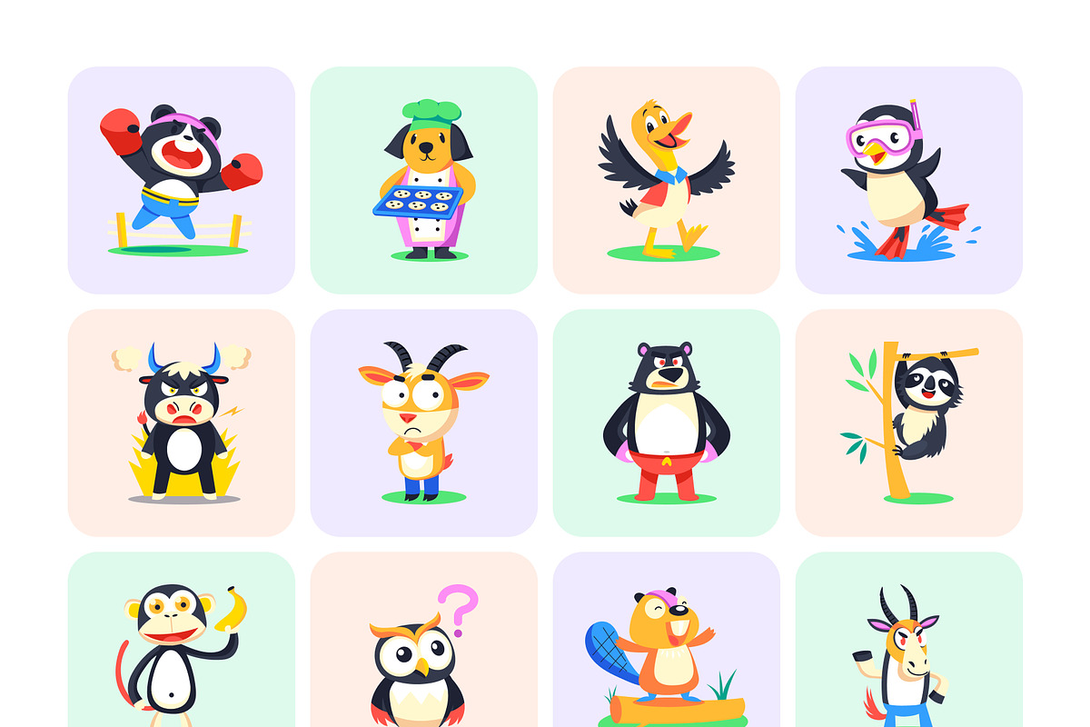 Animal Mascots Art Set, an Emoji Icon by Creative Stall (Photo 7 of 10)
