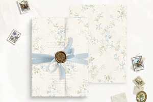 Vintage Blue Floral Printable Vellum, a Stationery Template by SilverJoyAtelier