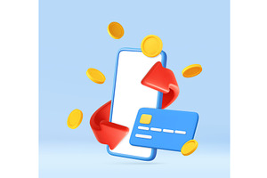 3d Online payment with credit card, a Finance Illustration by ModVector