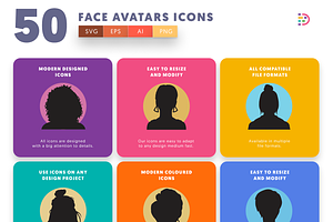 50 Face Avatars Icons