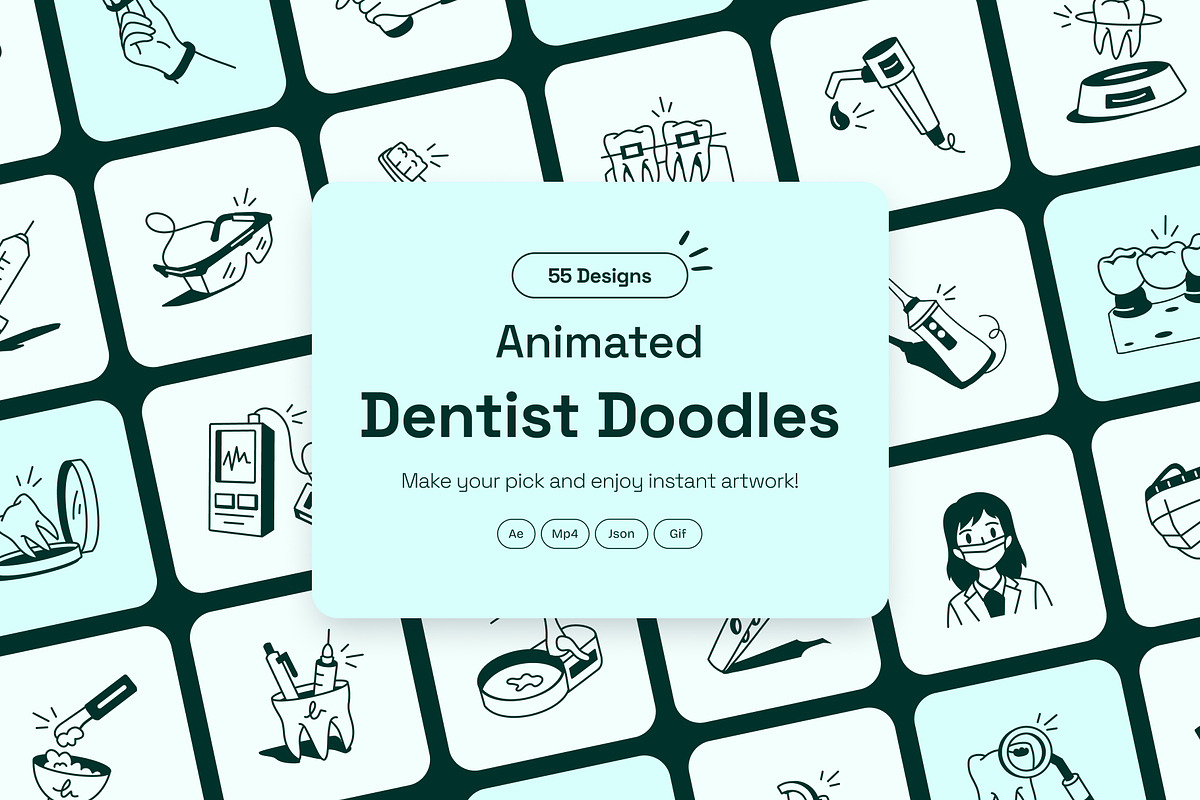 Animated Dentist Doodle Icon Set, an Outline Icon by Vectors Market (Photo 1 of 4)