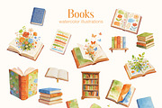 Slow Reading. Watercolor clipart, an Education Illustration by Polli Deeva (Thumbnail 3 of 12)