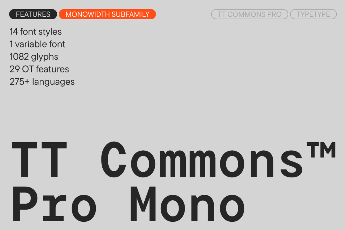 TT Commons Pro Mono, a Sans Serif Font by TypeType (Photo 1 of 6)