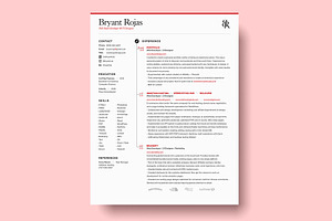 Red Resume Template And Cover Letter