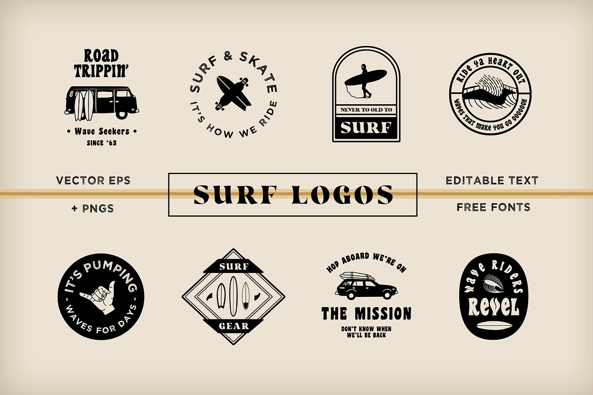 SURF Logo Templates, a Branding & Logo Template by Go Rogue (Photo 1 of 6)