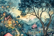 Watercolor Magical Fairy Garden, a Background Graphic by Printable Treasure (Thumbnail 5 of 6)