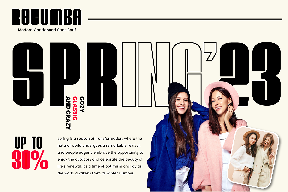 Recumba - Modern Display Font, a Sans Serif Font by Pixesia Studio (Photo 5 of 9)