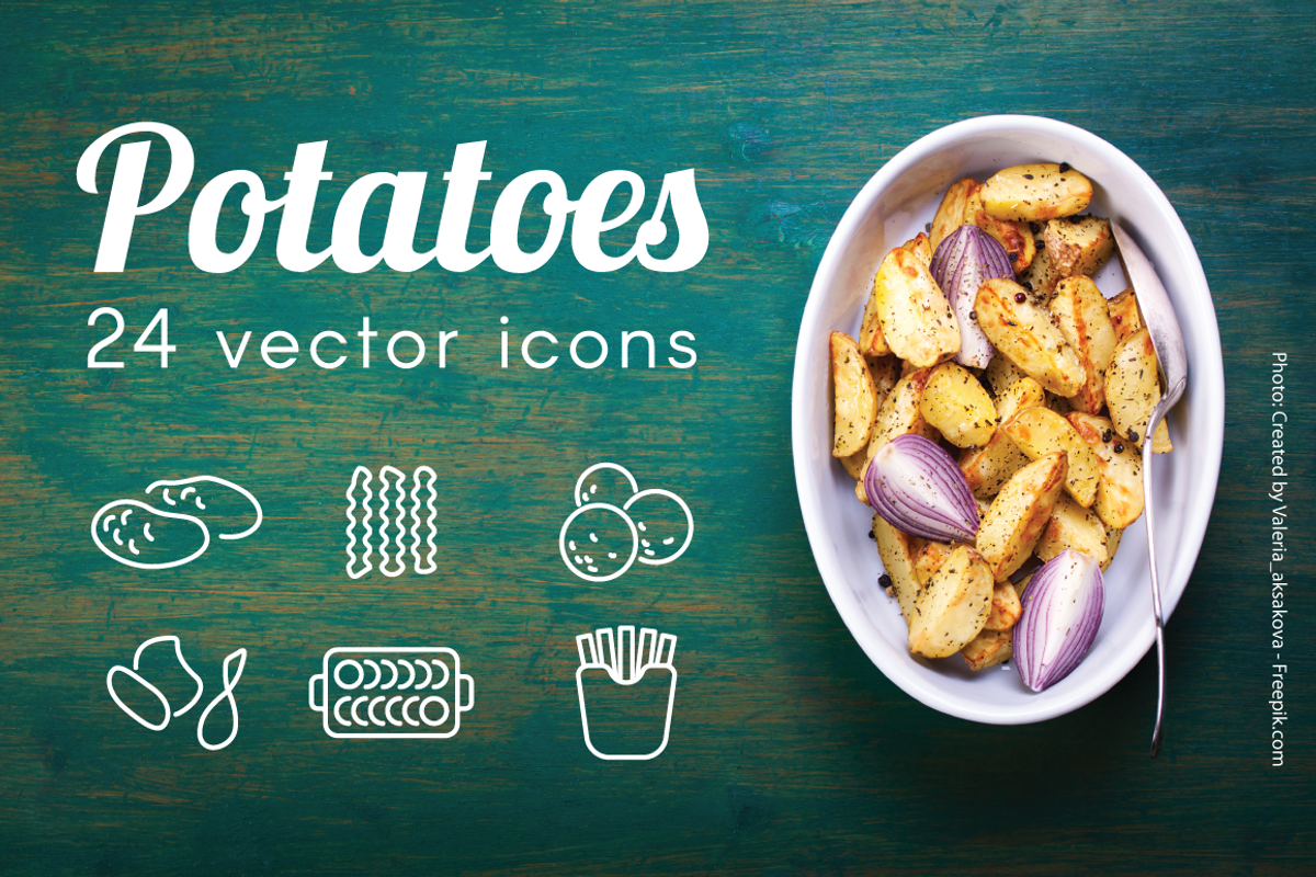 POTATOES - vector line icons, an Outline Icon by marusdesign (Photo 1 of 2)