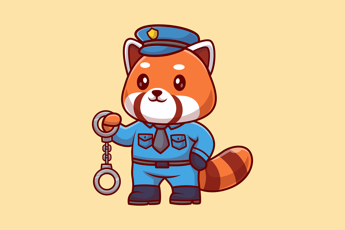 Cute Red Panda Police Cartoon, an Animal Illustration by Catalyst Labs