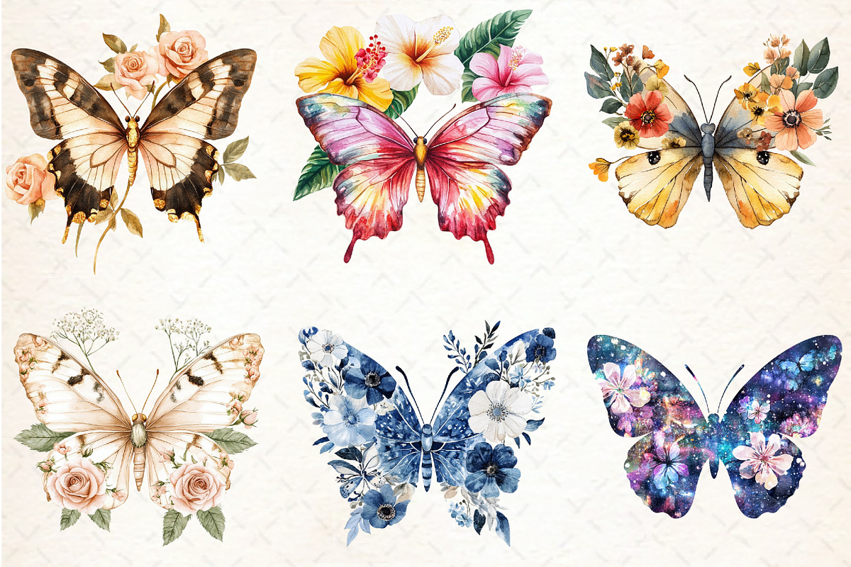 Floral Butterfly Clipart, an Illustration by Libby Wishes (Photo 6 of 7)