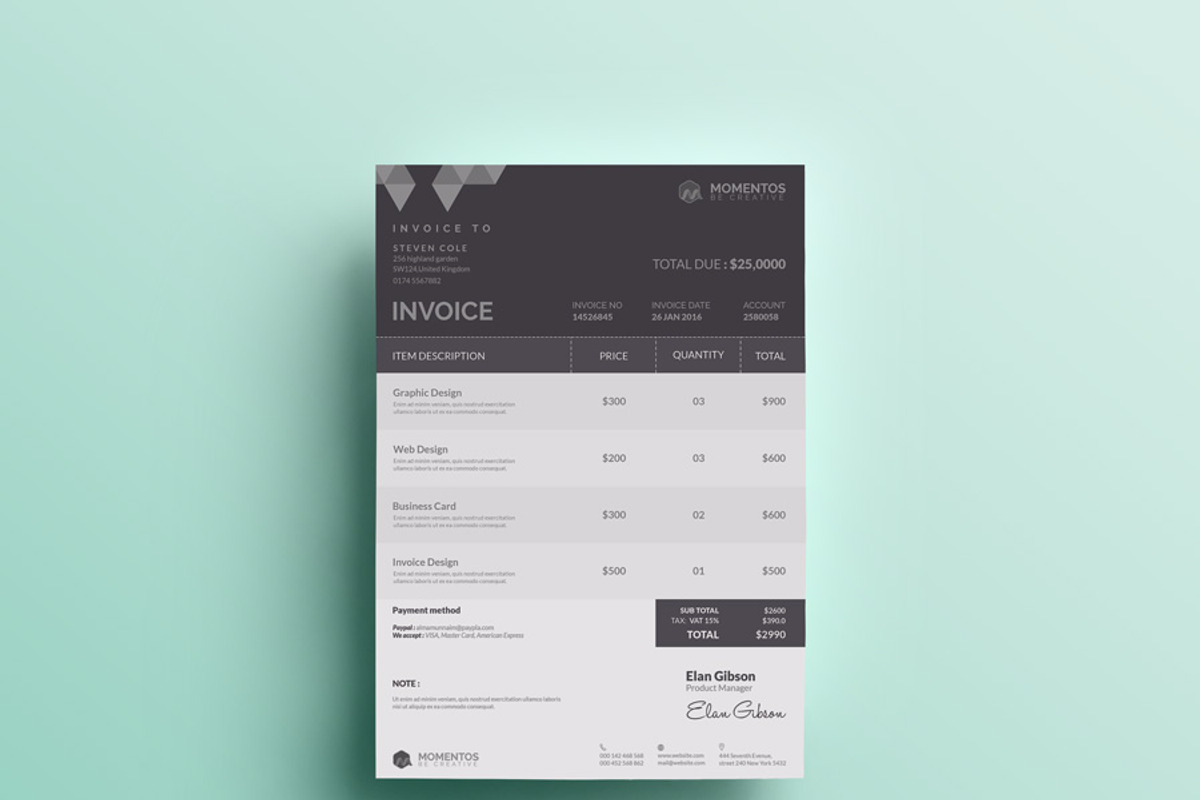 Invoice 2, a Stationery Template by Momentostudio (Photo 2 of 4)