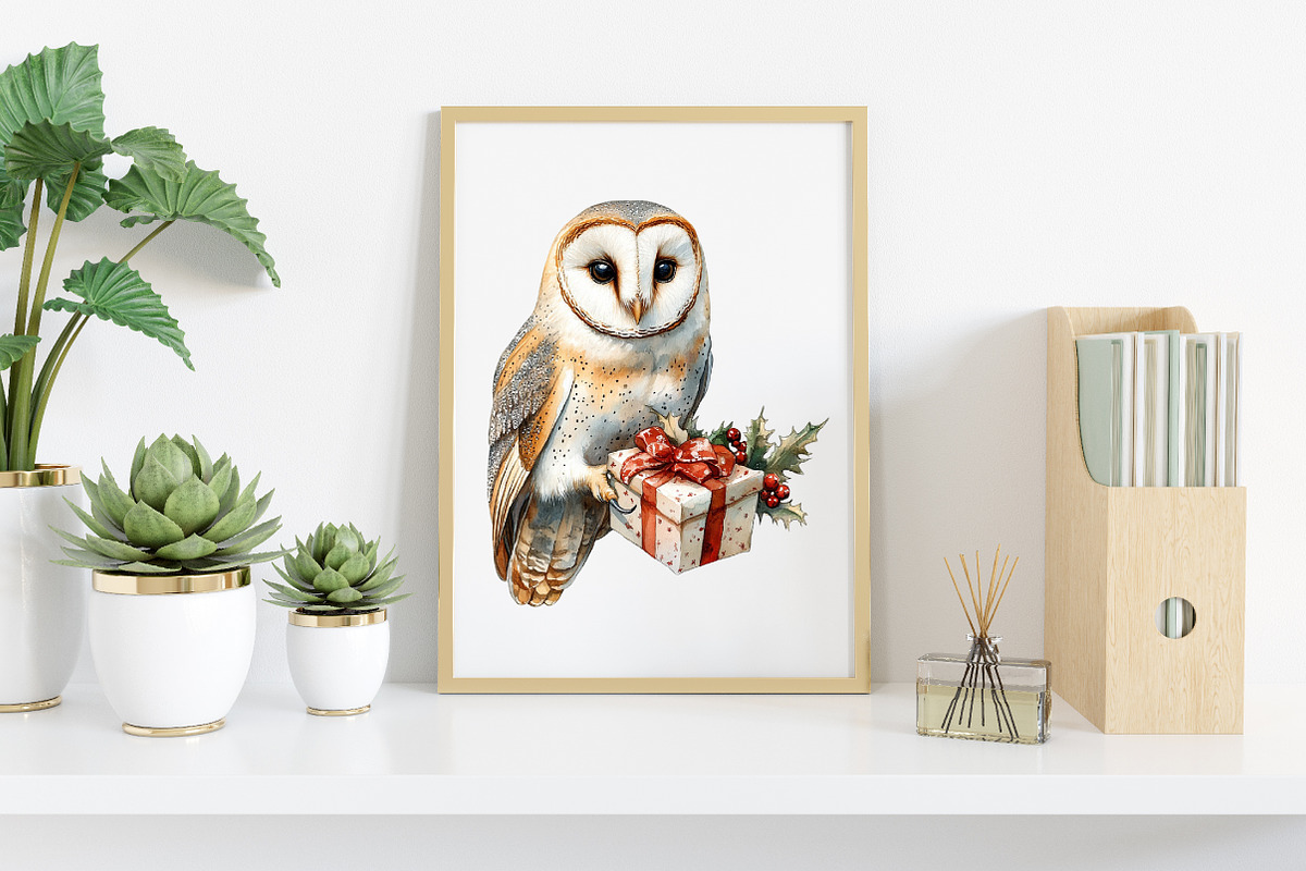 Christmas Barn Owl Clipart, an Illustration by Canvas Craft (Photo 6 of 8)