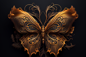 Set Of 30 Golden Ornate Butterflies