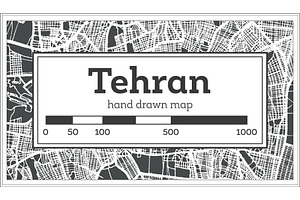 Tehran Iran City Map In Retro Style