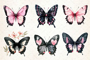 Black and Pink Butterfly Clipart, an Illustration by Dream Creation (Thumbnail 2 of 6)