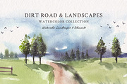 Watercolor Dirt Road & Landscapes, an Illustration by Yorda Studio (Thumbnail 1 of 11)