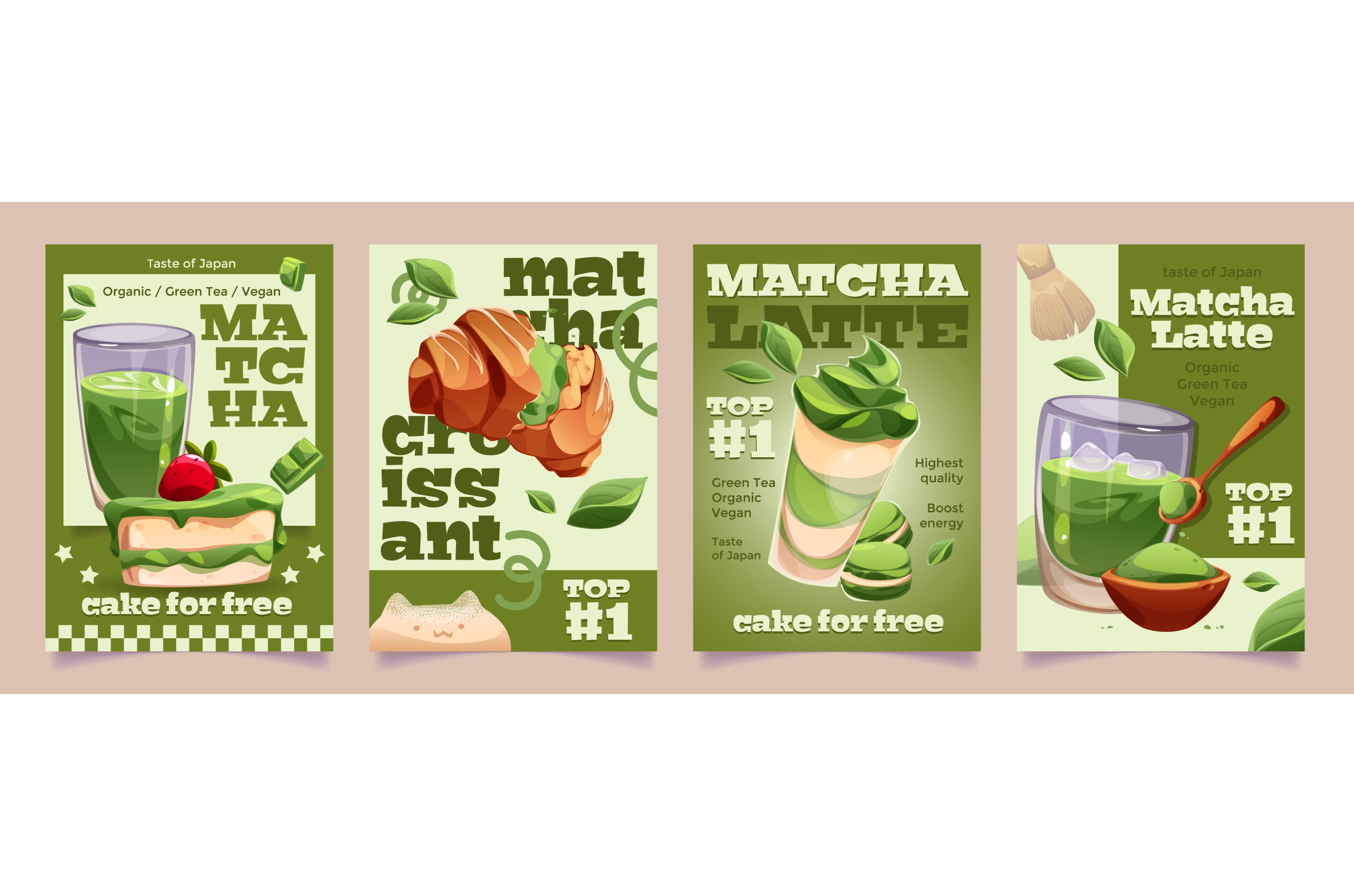 Matcha promotional poster designs, a Food Illustration by art PVP - market