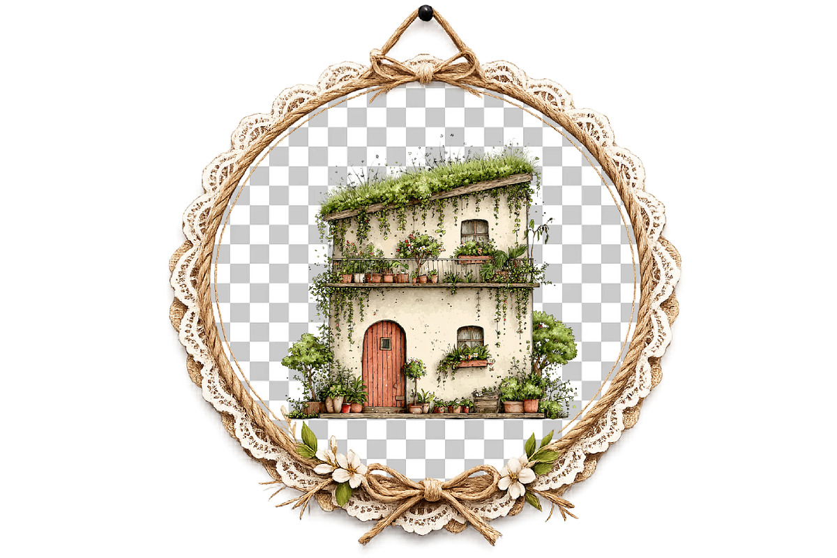 Green Summer Home Watercolor Clipart, an Illustration by DreamArtGraphic (Photo 6 of 8)