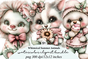 whimsical summer animals clipart