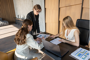 Group of professional women at work, a Business Photo by undrey