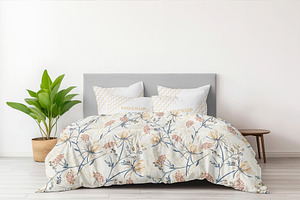 Bed linen and pillow mockup